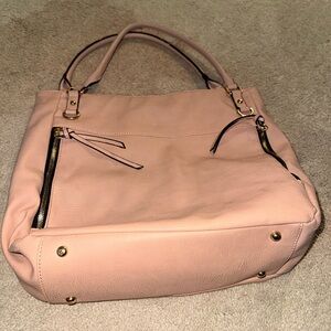 Elegant Blush Pink Leather Tote / Shoulder Bag